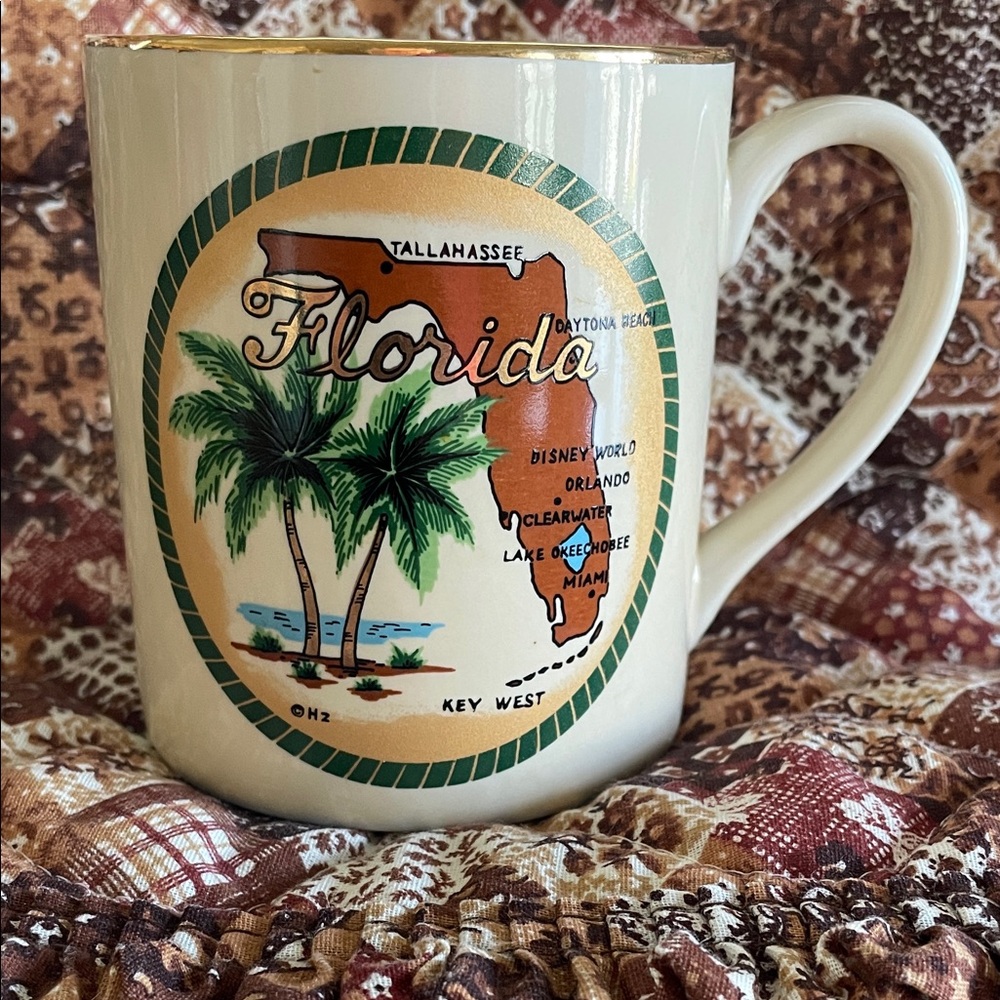 Florida-themed Souvenir Mug with Major Tourist Destinations